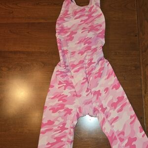 TYR Pink Camo Tech Swimsuit Open Back Kneeskin Size 22